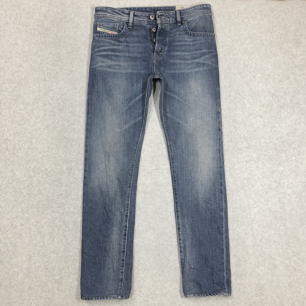 Diesel Buster Jeans Men 31x32 Blue Slim Tapered Honeycomb Faded Denim RS038